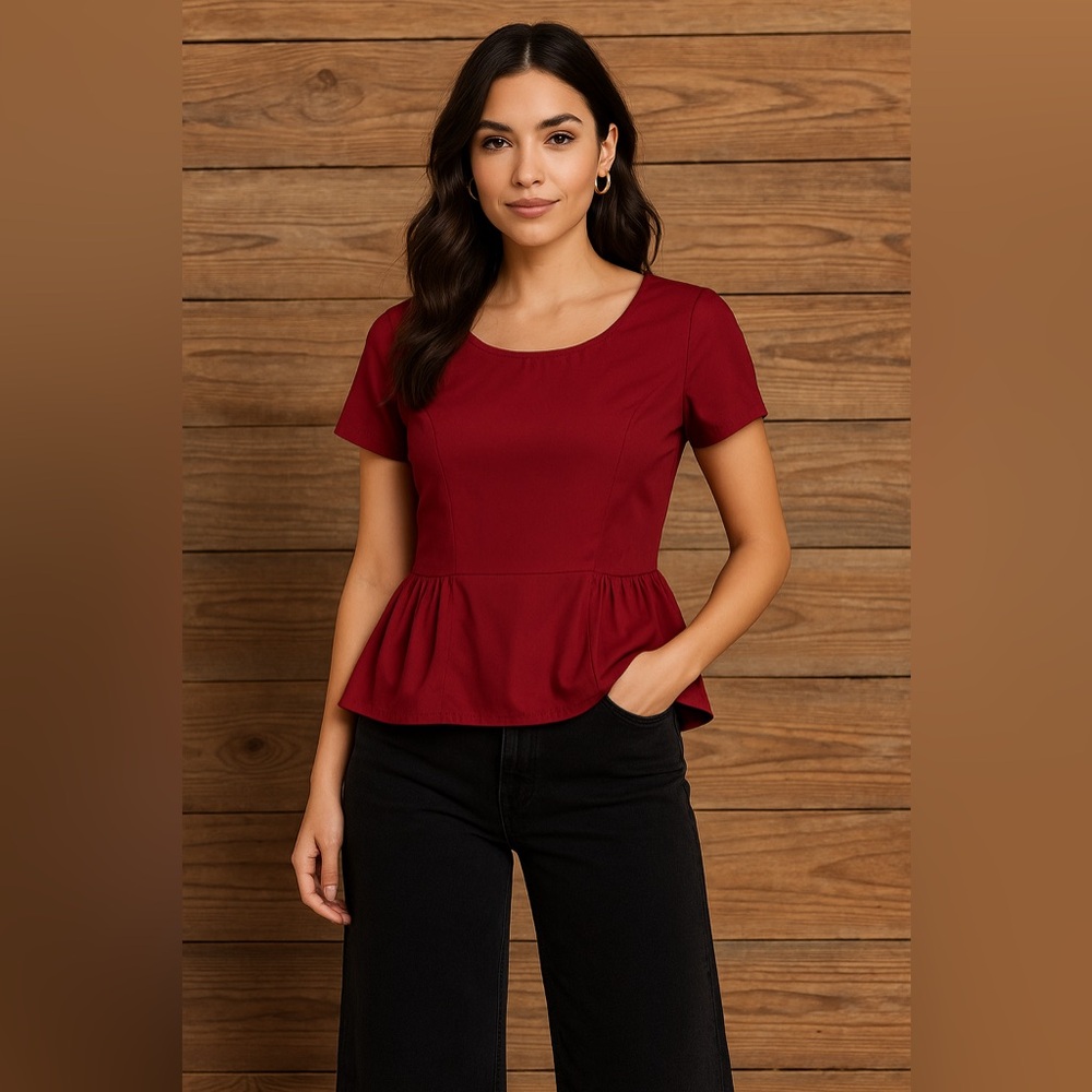 ModCloth || Scarlet Red Peplum Top